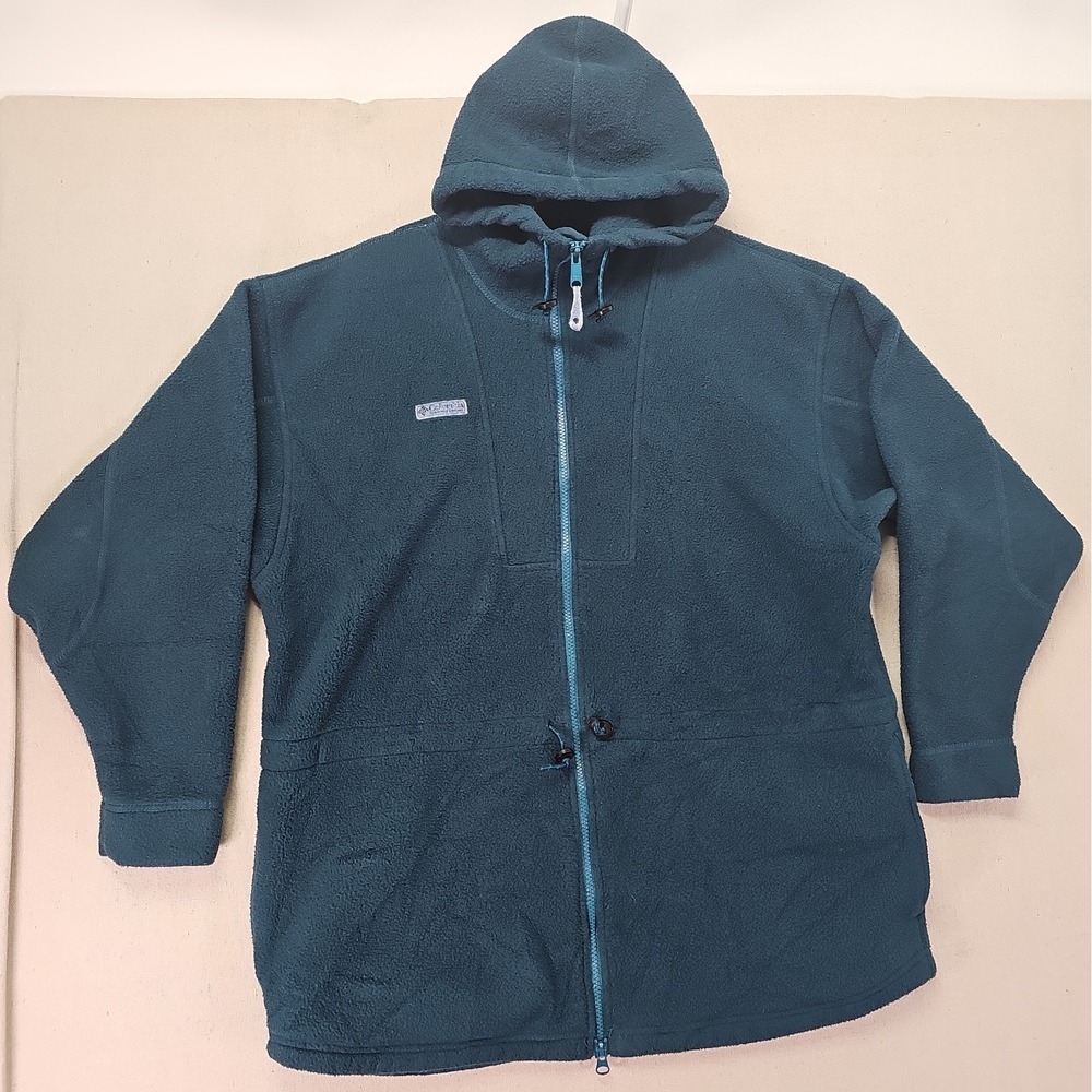 Columbia Hooded Jacket Womens Large Green Cinch Waist Full Zip 90s Gorpcore Hike